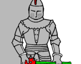 Disegno Cavaliere con una mazza  pitturato su desy