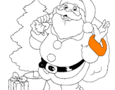 Disegno Babbo Natale con lalbero di Natale pitturato su angrlo