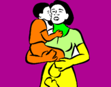 Disegno Bacio materno  pitturato su MICHAEL   CORVETTI