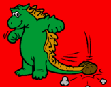 Disegno Dinosauro che agita la coda  pitturato su MITICA 2000