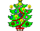 Disegno Albero di Natale con le candeline pitturato su aaa