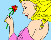 Disegno Principessa con una rosa pitturato su mariagrazia