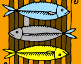 Disegno Pesce pitturato su PESCI ARROSTO