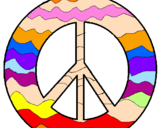 Disegno Simbolo della pace pitturato su luisa E ivana