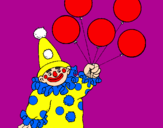 Disegno Pagliaccio con palloncini  pitturato su gio