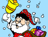Disegno Babbo Natale con la sua campana  pitturato su ilaria