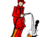 Disegno Pompiere che spegne il fuoco pitturato su enrico