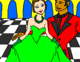 Disegno Principessa e principe al ballo  pitturato su BellaGold