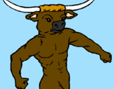 Disegno Testa di bufalo  pitturato su simone