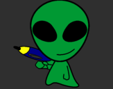 Disegno Alieno II pitturato su cosimo