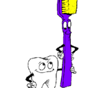 Disegno Molare e spazzolino da denti pitturato su ludovica
