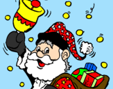 Disegno Babbo Natale con la sua campana  pitturato su fabry