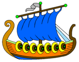 Disegno Barca vikinga  pitturato su fede