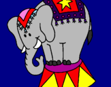 Disegno Elefante in scena  pitturato su antonio