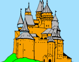 Disegno Castello medievale  pitturato su marzia