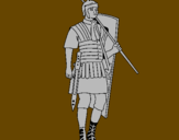 Disegno Soldato romano  pitturato su samu
