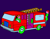 Disegno Pompieri sul camion  pitturato su cristian
