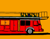 Disegno Camion dei pompieri con la scala pitturato su MARCO V ENTOLA