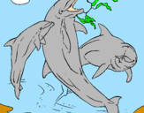 Disegno Delfini che giocano  pitturato su ANGELO