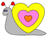 Disegno Lumachina cuore  pitturato su ludovico