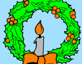 Disegno Corona augurale con una candela pitturato su virgi