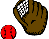 Disegno Guanto da baseball e pallina pitturato su fabio