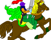 Disegno Cavaliere a cavallo pitturato su cavaliere bende colorate