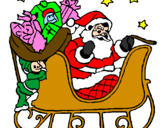 Disegno Babbo Natale alla guida della sua slitta pitturato su ileniav