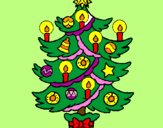 Disegno Albero di Natale con le candeline pitturato su annachiara 