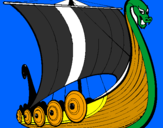 Disegno Barca vikinga pitturato su flavio