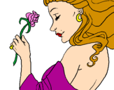 Disegno Principessa con una rosa pitturato su roby