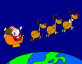 Disegno Babbo Natale che consegna i regali 3 pitturato su aereo