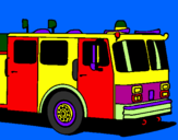 Disegno Camion dei pompieri pitturato su riccardo