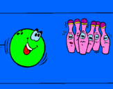 Disegno Boccia da bowling  pitturato su caterina 