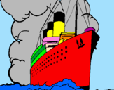 Disegno Nave a vapore pitturato su VIOLA 1