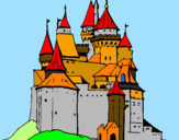 Disegno Castello medievale  pitturato su gaia