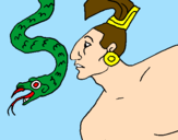 Disegno Serpente e guerriero pitturato su samuel