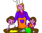 Disegno Cuoco mamma pitturato su mariangela