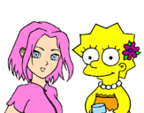 Disegno Sakura e Lisa pitturato su Erica