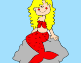 Disegno Sirena seduta su una roccia  pitturato su sara