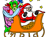 Disegno Babbo Natale alla guida della sua slitta pitturato su AMRIK SINGH