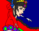Disegno Principessa cinese pitturato su federica