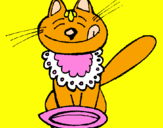 Disegno Gatto che mangia  pitturato su Gaia  gatto