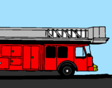 Disegno Camion dei pompieri con la scala pitturato su alberto