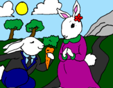 Disegno Conigli pitturato su Vanessa