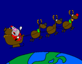 Disegno Babbo Natale che consegna i regali 3 pitturato su paolo