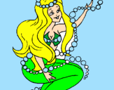 Disegno Sirena tra mille bollicine  pitturato su alessia
