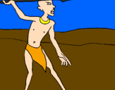 Disegno Cacciatore africano II pitturato su sara morra