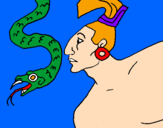 Disegno Serpente e guerriero pitturato su sara  mariotti