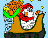 Disegno Babbo Natale alla guida della sua slitta pitturato su Raffaele Ali
